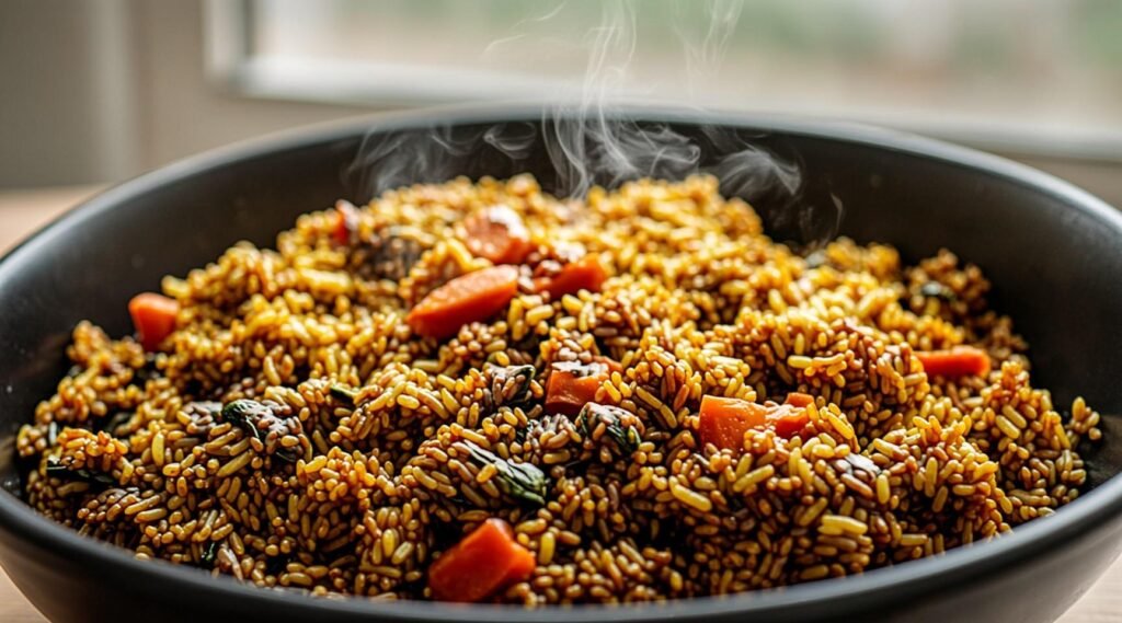 Savory vegetable oats cooked with turmeric and carrots in a bowl, a healthy heart-friendly meal