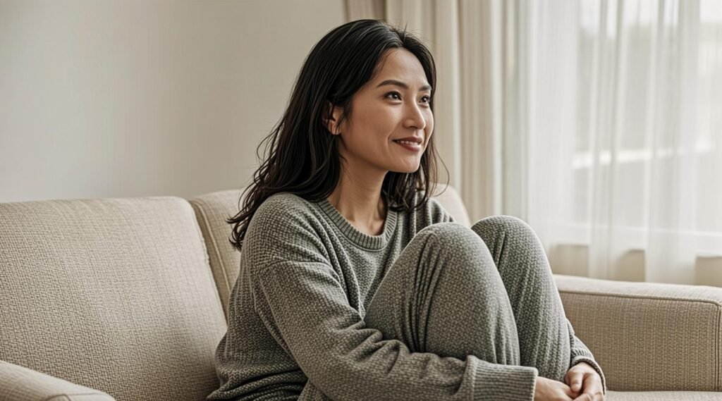 a person on sofa with  sad expression. 