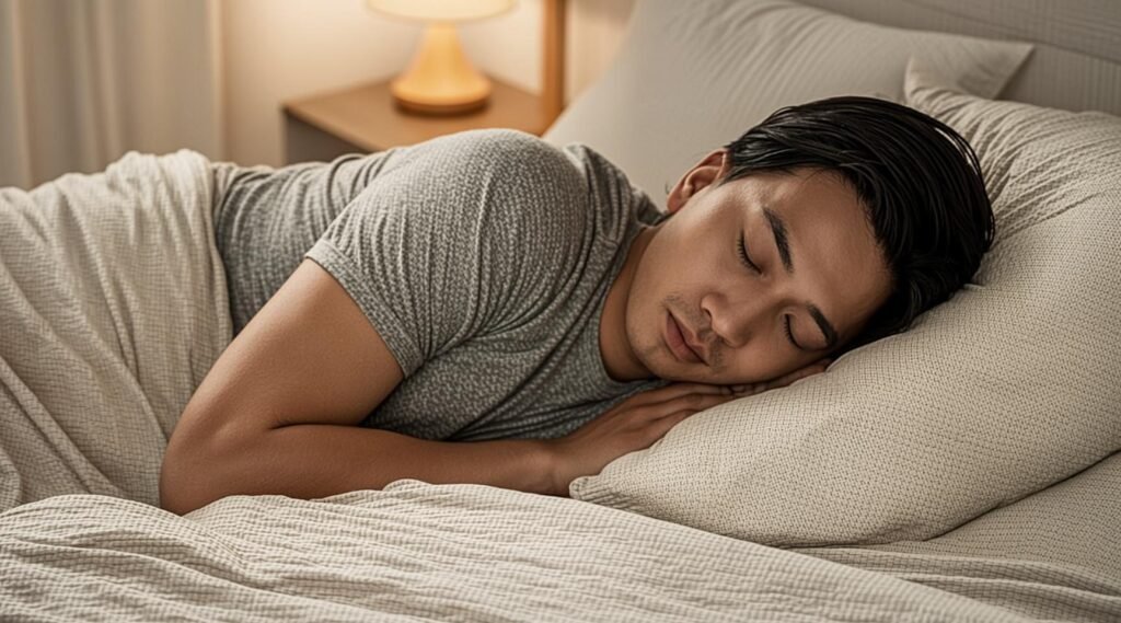 A men sleeping in bed