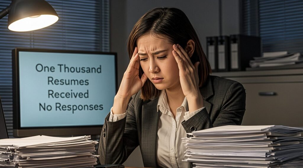 create a image of women of company  One Thousand Resumes Received No Responses