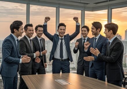 a man achieving the goal for the company.