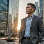 A man looking at building to pursue a goal position