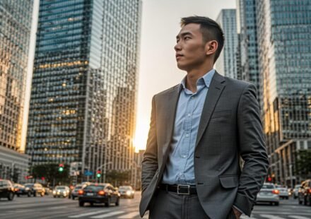 A man looking at building to pursue a goal position