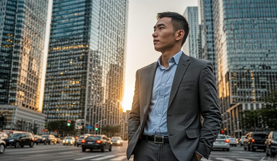 A man looking at building to pursue a goal position